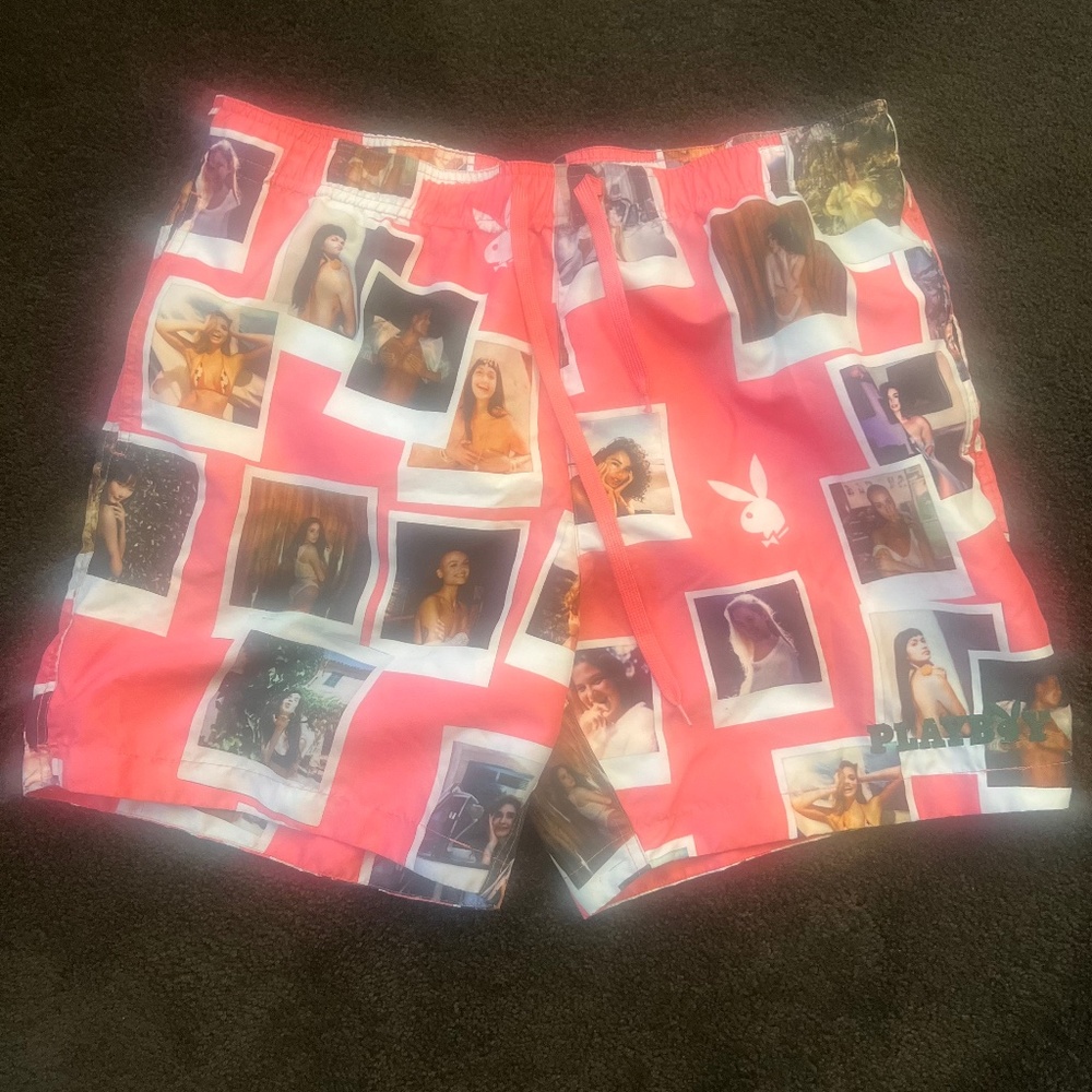 Pink Playboy Swim Trunks (Large)